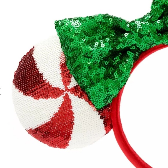 New Disney Parks Mickey/Minnie Mouse Peppermint Cane Ears/Headband - Picture 15 of 16
